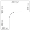 Kulmasähköpöytä FLEXUS 2000x2000 mm, hopeanharmaa jalusta, valkoinen