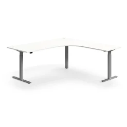 Kulmasähköpöytä FLEXUS 2000x2000 mm, hopeanharmaa jalusta, valkoinen