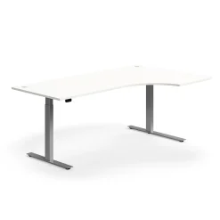 Kulmasähköpöytä FLEXUS 2000x1200 mm, hopeanharmaa jalusta, valkoinen