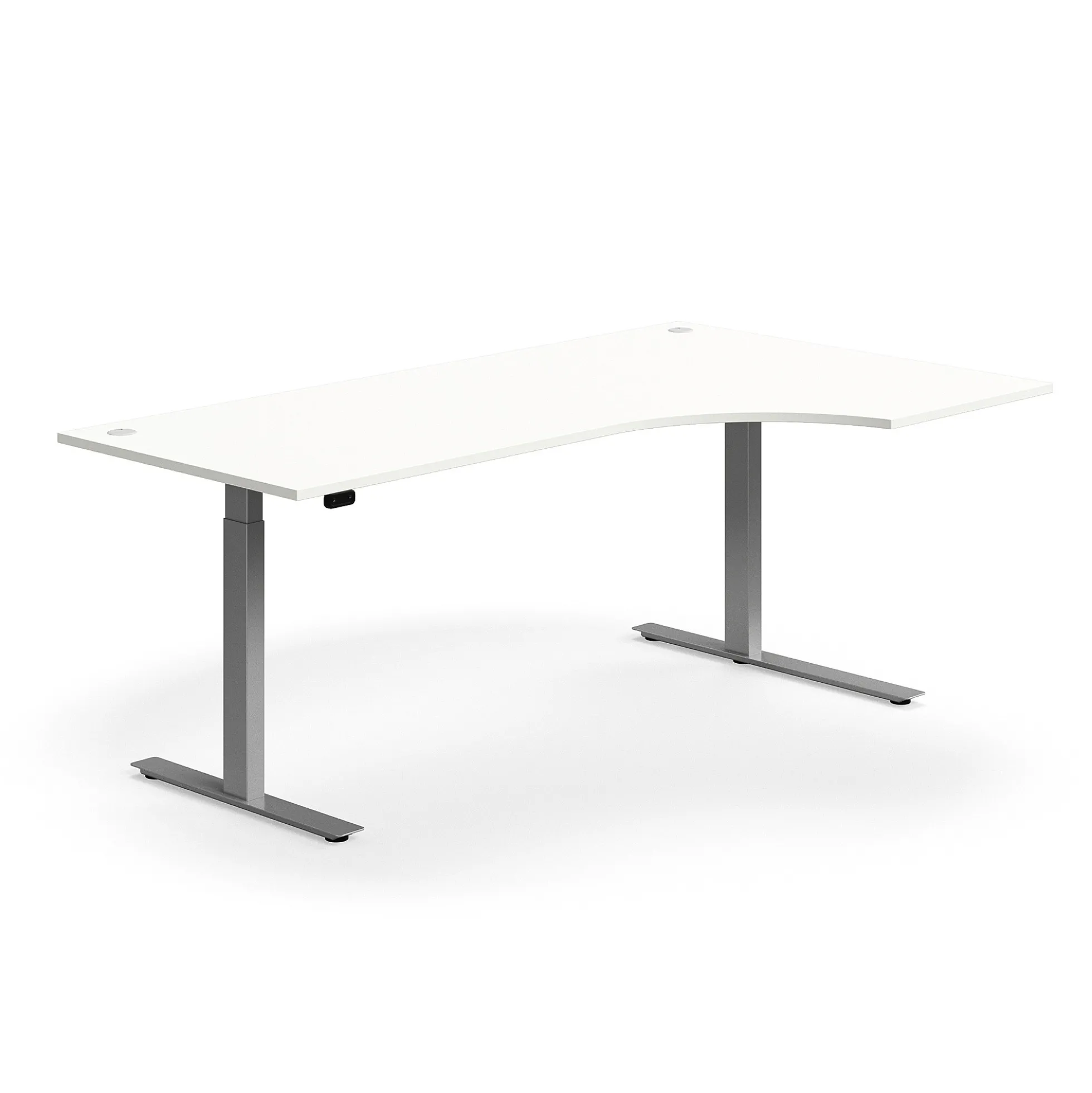 Kulmasähköpöytä FLEXUS 2000x1200 mm, hopeanharmaa jalusta, valkoinen