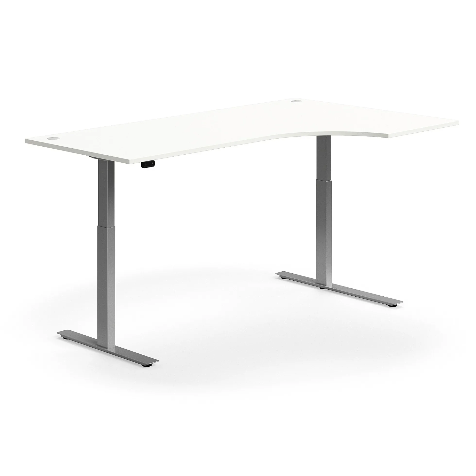 Kulmasähköpöytä FLEXUS 2000x1200 mm, hopeanharmaa jalusta, valkoinen
