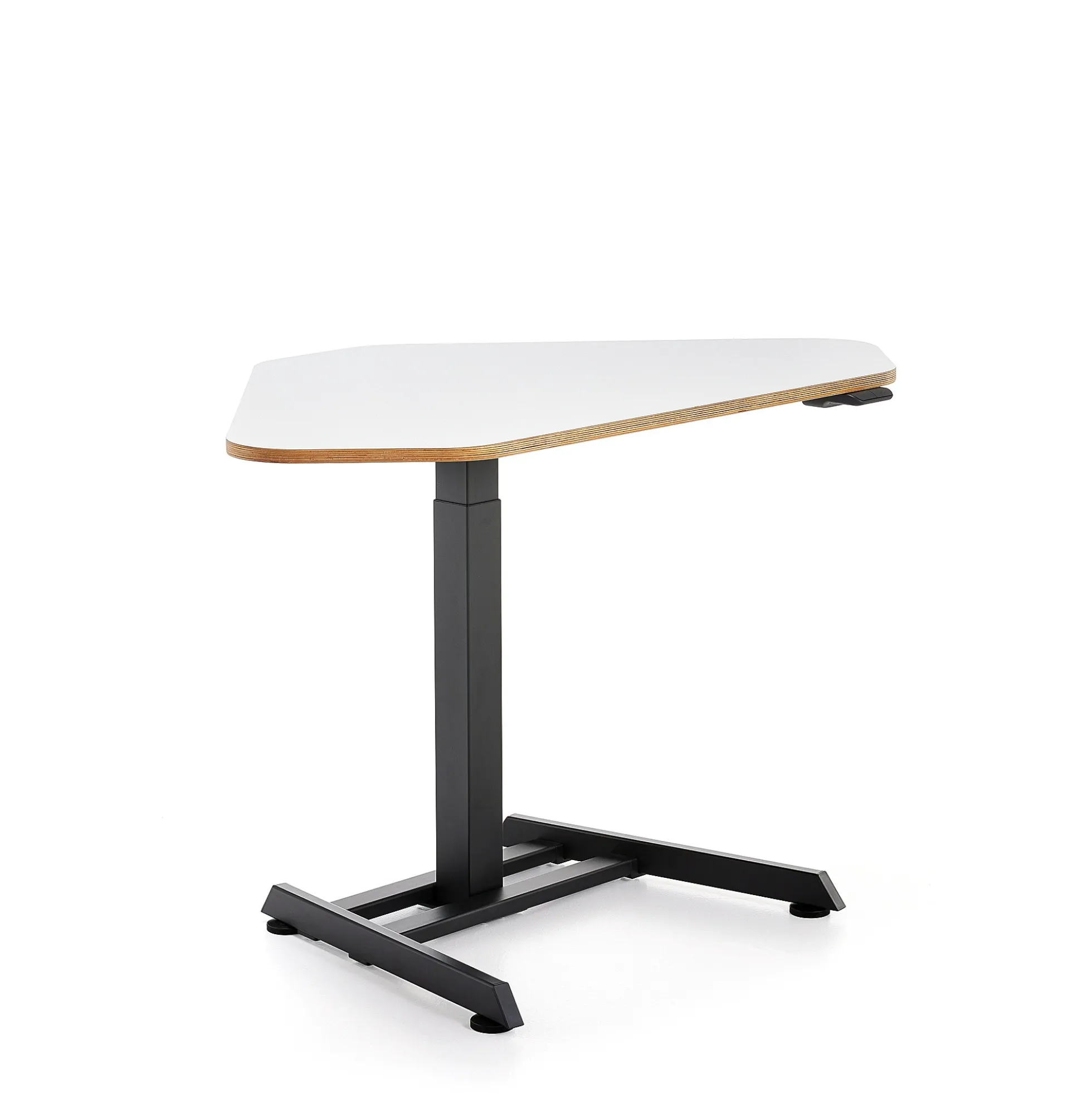 Kulmasähköpöytä NOVUS 1200x750 mm, musta jalusta, valkoinen pöytälevy