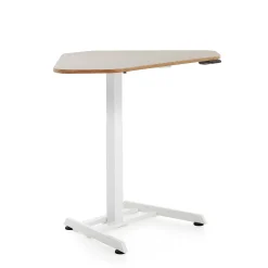 Kulmasähköpöytä NOVUS 1200x750 mm, valkoinen jalusta, savenharmaa pöytälevy