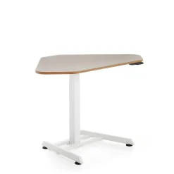 Kulmasähköpöytä NOVUS 1200x750 mm, valkoinen jalusta, savenharmaa pöytälevy