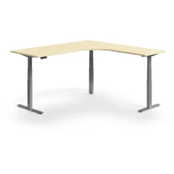 Kulmasähköpöytä QBUS 2000x2000 mm, hopeanharmaa jalusta, koivu