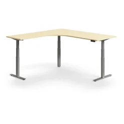 Kulmasähköpöytä QBUS 2000x2000 mm, hopeanharmaa jalusta, koivu
