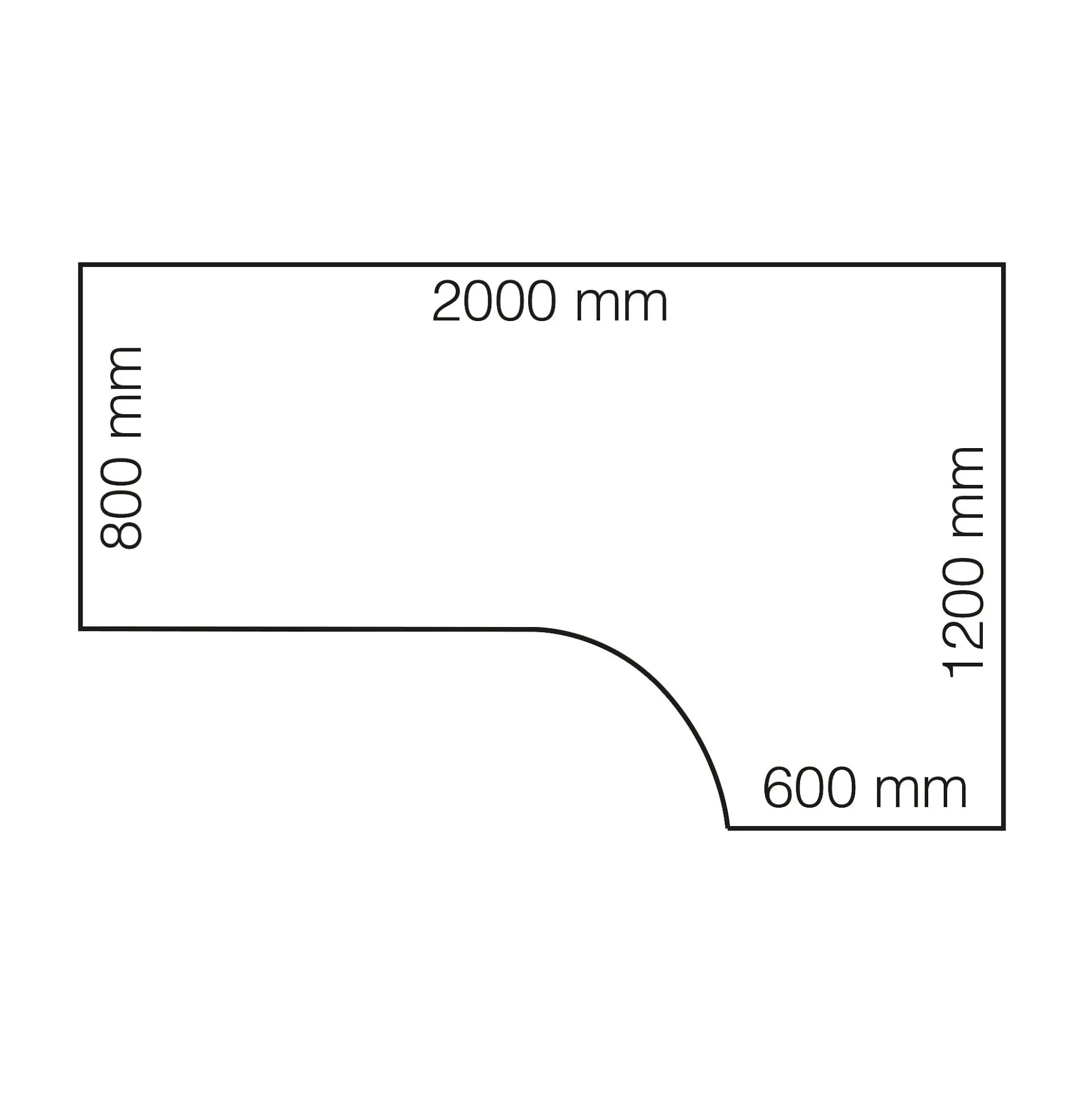 Kulmasähköpöytä QBUS 2000x1200 mm, hopeanharmaa jalusta, koivu