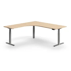 Kulmasähköpöytä QBUS 2000x2000 mm, hopeanharmaa jalusta, tammi