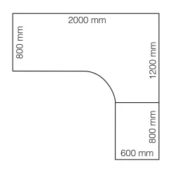 Kulmasähköpöytä QBUS 2000x2000 mm, hopeanharmaa jalusta, tammi