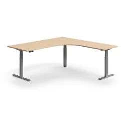 Kulmasähköpöytä QBUS 2000x2000 mm, hopeanharmaa jalusta, tammi