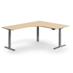 Kulmasähköpöytä QBUS 1600x2000 mm, hopeanharmaa jalusta, tammi