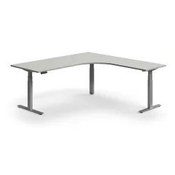 Kulmasähköpöytä QBUS 2000x2000 mm, hopeanharmaa jalusta, vaaleanharmaa