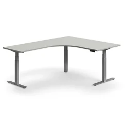 Kulmasähköpöytä QBUS 1600x2000 mm, hopeanharmaa jalusta, vaaleanharmaa