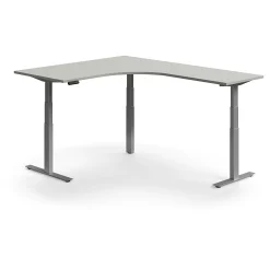 Kulmasähköpöytä QBUS 1600x2000 mm, hopeanharmaa jalusta, vaaleanharmaa