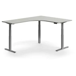 Kulmasähköpöytä QBUS 1600x2000 mm, hopeanharmaa jalusta, vaaleanharmaa