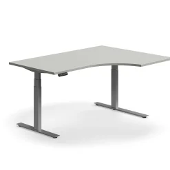 Kulmasähköpöytä QBUS 1600x1200 mm, hopeanharmaa jalusta, vaaleanharmaa