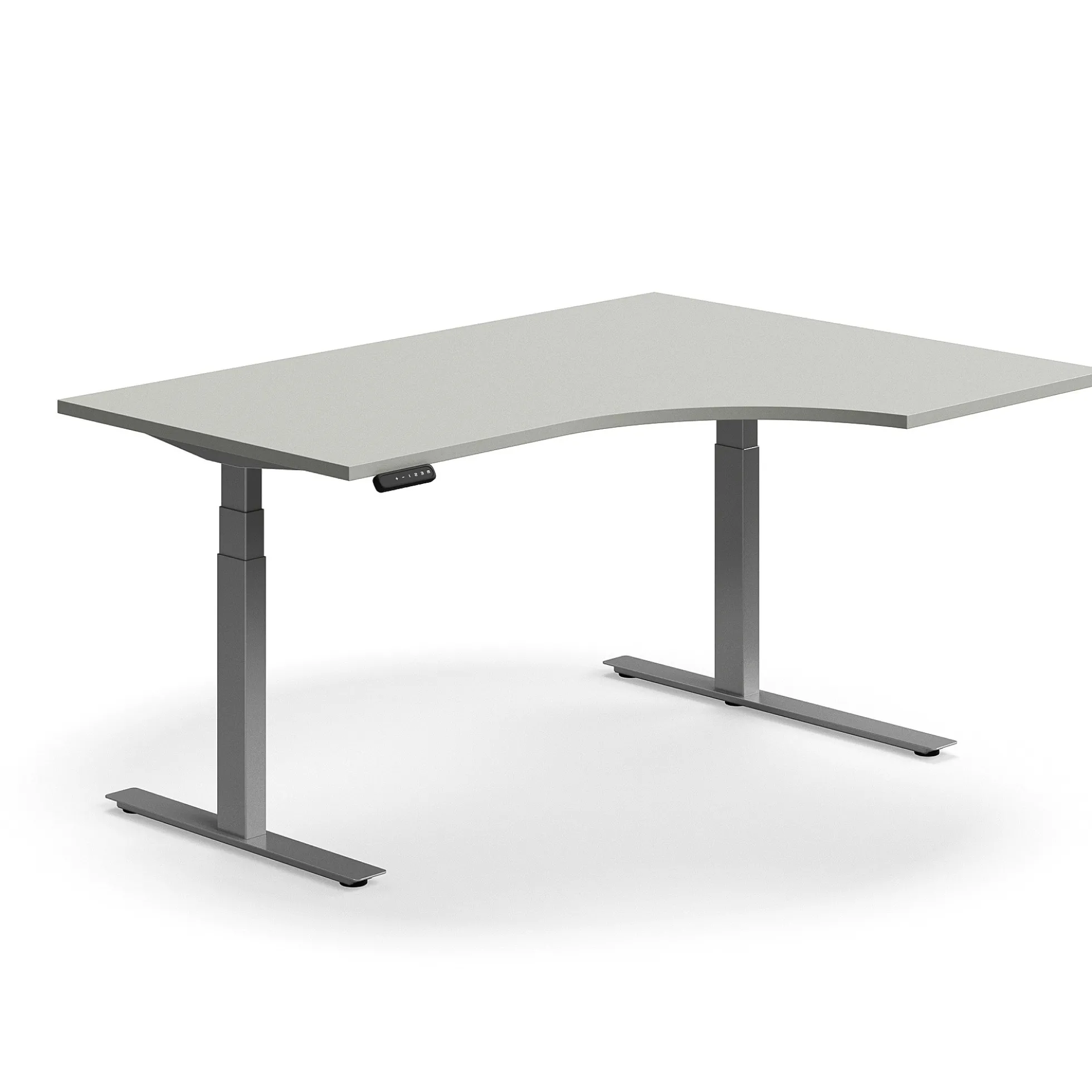 Kulmasähköpöytä QBUS 1600x1200 mm, hopeanharmaa jalusta, vaaleanharmaa