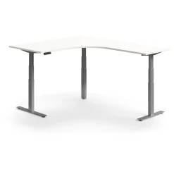 Kulmasähköpöytä QBUS 1600x2000 mm, hopeanharmaa jalusta, valkoinen