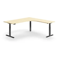 Kulmasähköpöytä QBUS 2000x2000 mm, musta jalusta, koivu