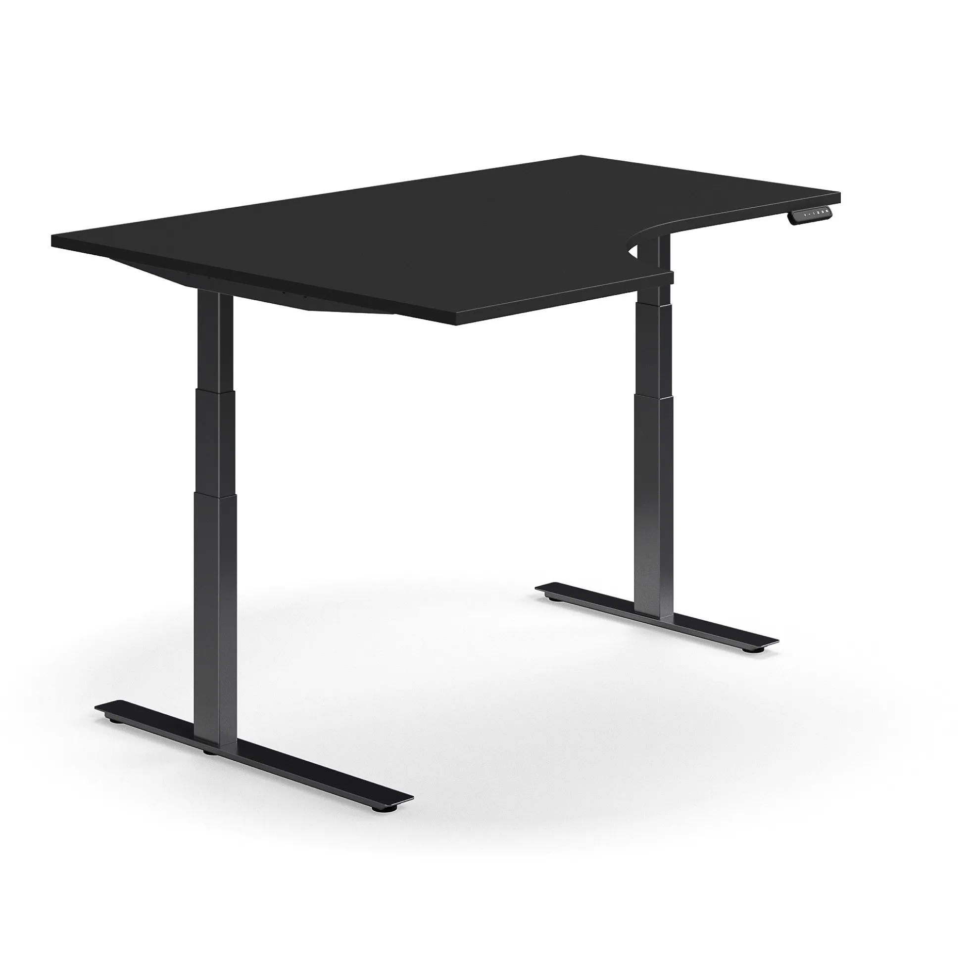 Kulmasähköpöytä QBUS 1600x1200 mm, musta jalusta, musta
