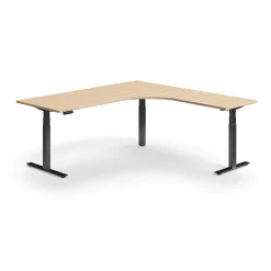 Kulmasähköpöytä QBUS 2000x2000 mm, musta jalusta, tammi