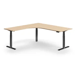 Kulmasähköpöytä QBUS 2000x2000 mm, musta jalusta, tammi