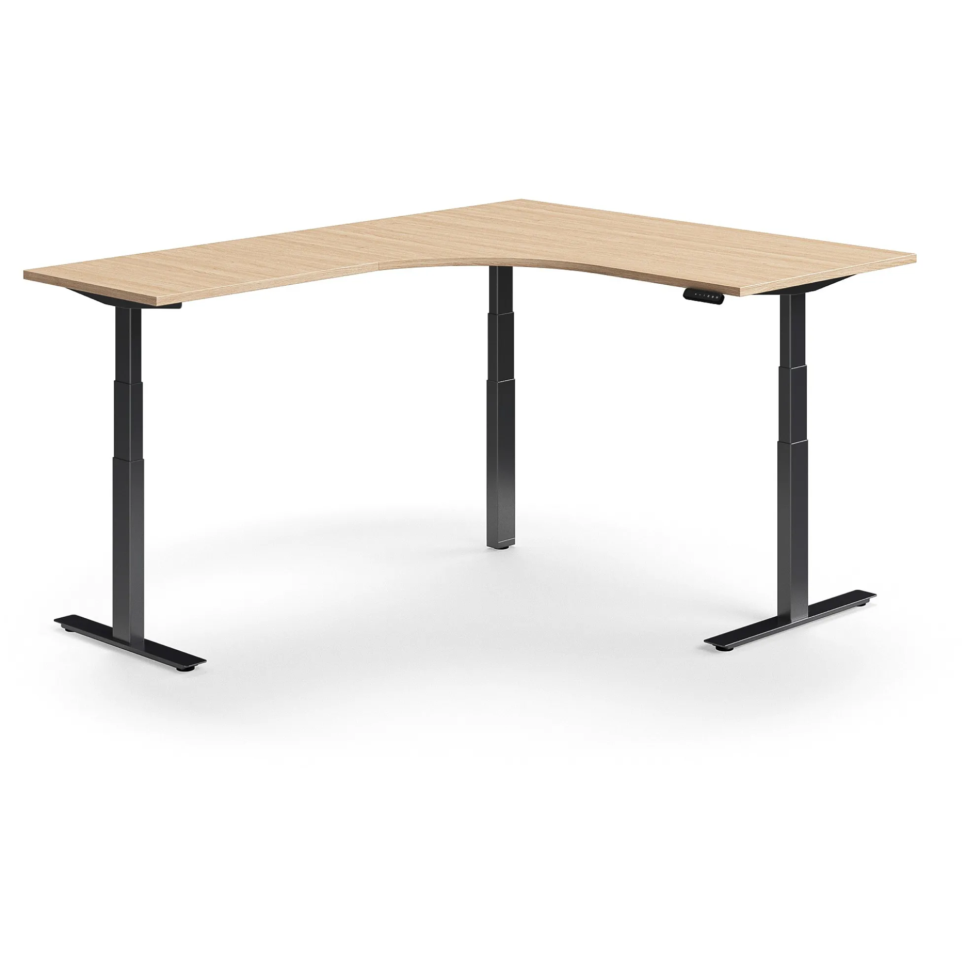 Kulmasähköpöytä QBUS 1600x2000 mm, musta jalusta, tammi