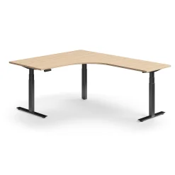 Kulmasähköpöytä QBUS 1600x2000 mm, musta jalusta, tammi