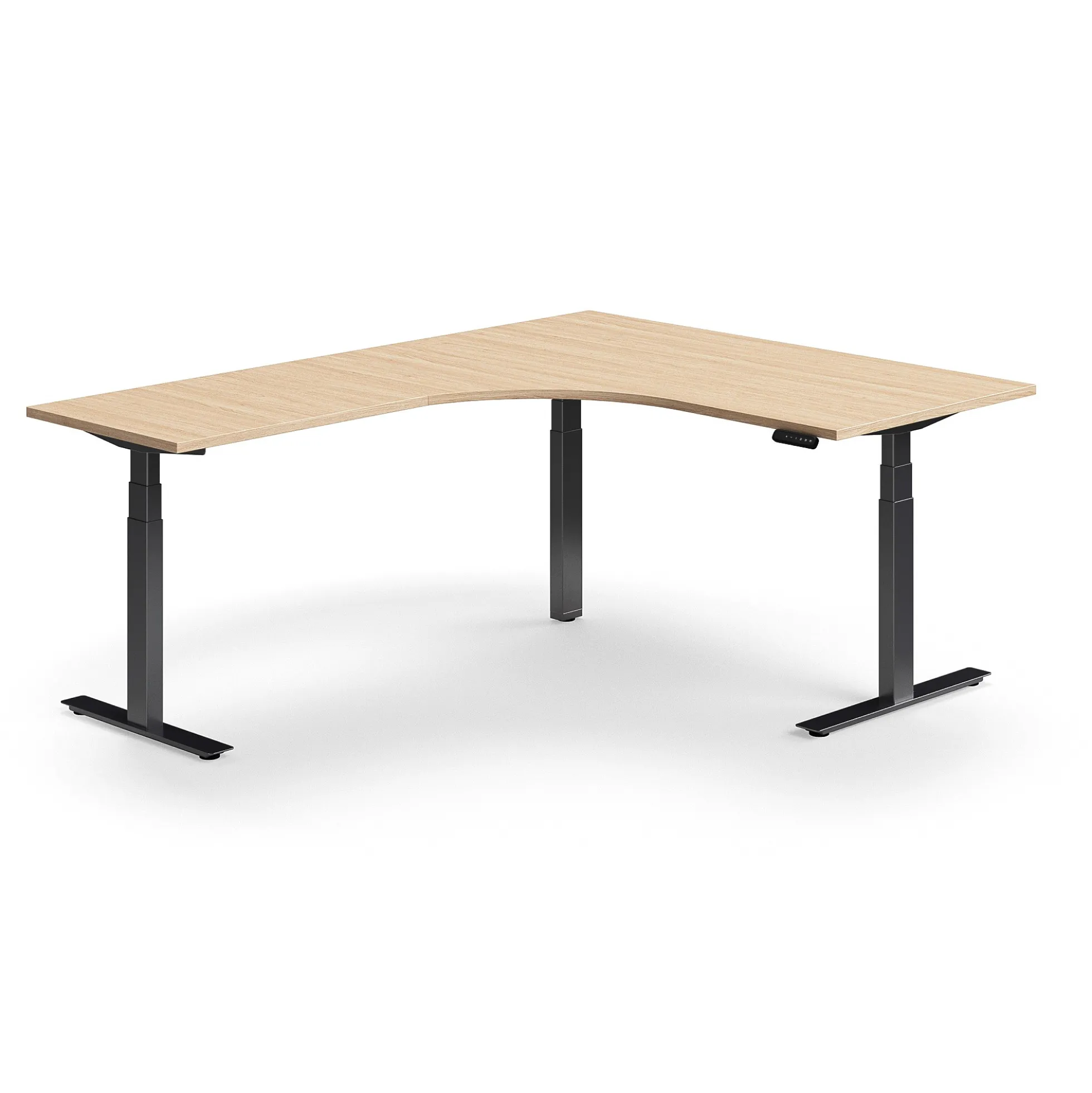 Kulmasähköpöytä QBUS 1600x2000 mm, musta jalusta, tammi