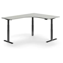 Kulmasähköpöytä QBUS 1600x2000 mm, musta jalusta, vaaleanharmaa