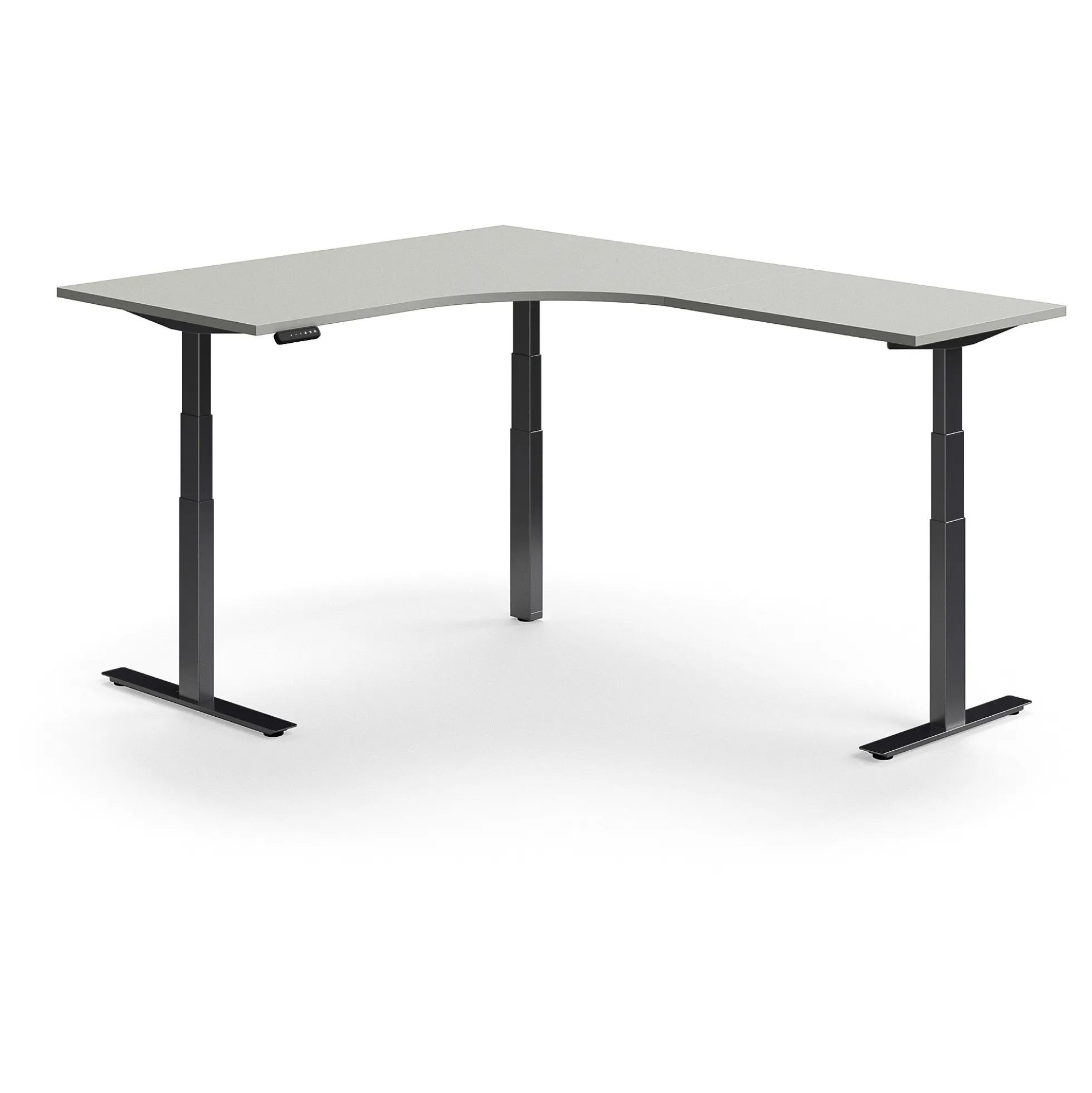 Kulmasähköpöytä QBUS 1600x2000 mm, musta jalusta, vaaleanharmaa