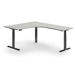 Kulmasähköpöytä QBUS 1600x2000 mm, musta jalusta, vaaleanharmaa