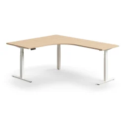 Kulmasähköpöytä QBUS 1600x2000 mm, valkoinen jalusta, tammi