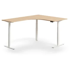 Kulmasähköpöytä QBUS 1600x2000 mm, valkoinen jalusta, tammi