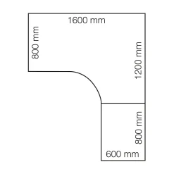 Kulmasähköpöytä QBUS 1600x2000 mm, valkoinen jalusta, vaaleanharmaa