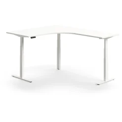 Kulmasähköpöytä QBUS 1600x2000 mm, valkoinen jalusta, valkoinen