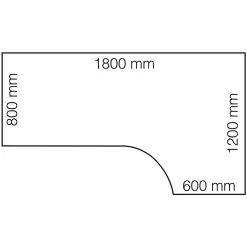 Kulmatyöpöytä FLEXUS Oikea, 1800x1200 mm, valkoinen laminaatti
