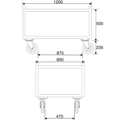 Kuormalavavaunu FRAME 500 kg, Ø 200 mm umpikumipyörät, 1200x800x795 mm