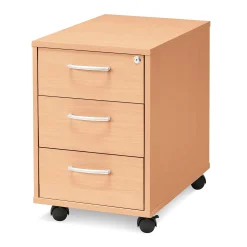 Laatikosto FLEXUS Pyörät, 3 vetolaatikkoa, 600x400x600 mm, pyökkilaminaatti
