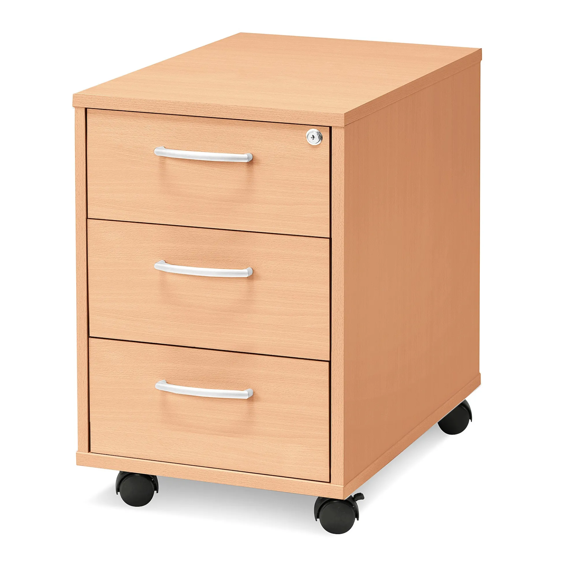 Laatikosto FLEXUS Pyörät, 3 vetolaatikkoa, 600x400x600 mm, pyökkilaminaatti