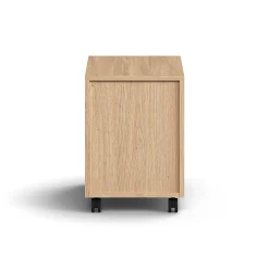 Laatikosto QBUS Pyörällinen, 3 vetolaatikkoa kahvat, lukollinen, tammi