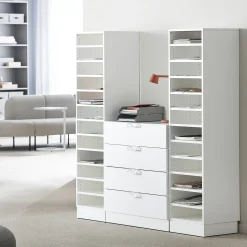 Laatikosto QBUS Sokkeli, avoimet kahvat, 868x800x400 mm, valkoinen