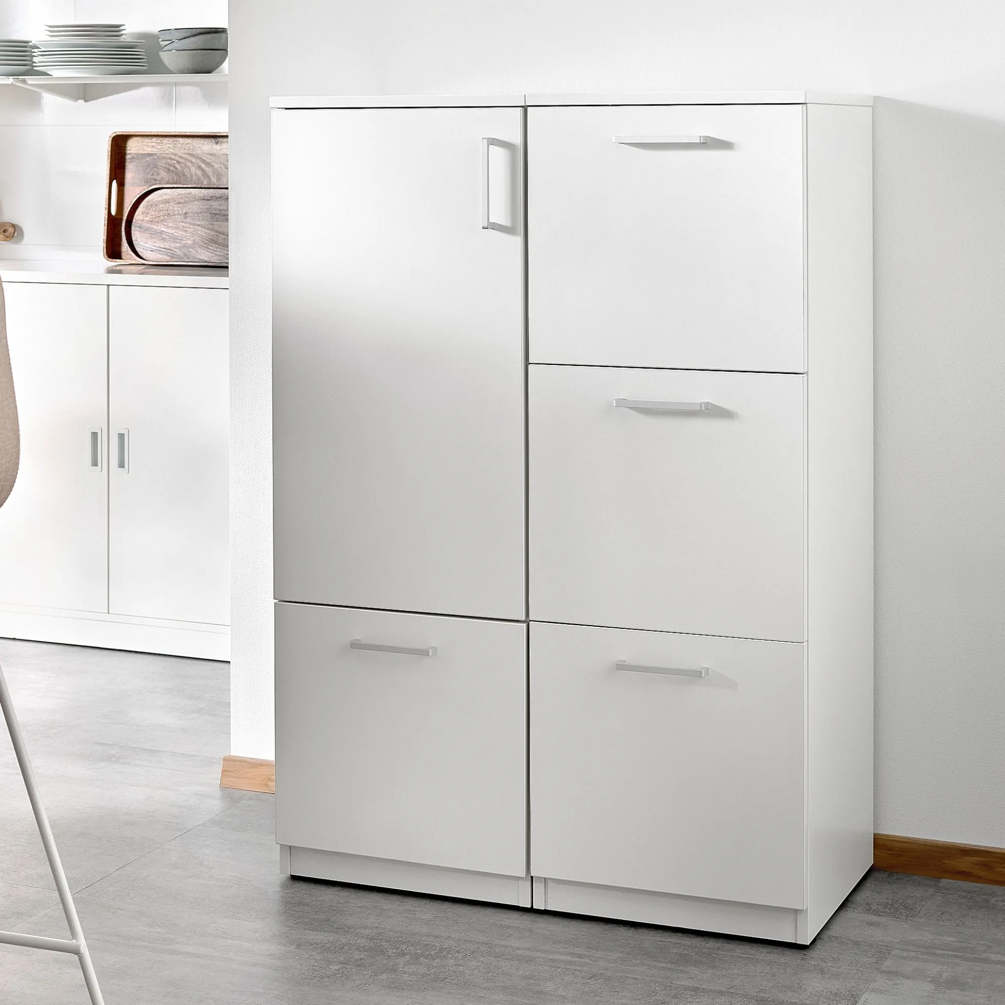 Lajittelukaappi FAHRENHEIT 1 laatikko, 1250x430x455 mm, laminaatti, valkoinen