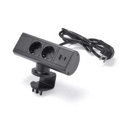Latausasema UNIQUE 2 sähköpistettä, 1 USB-A, 1 USB-C, musta