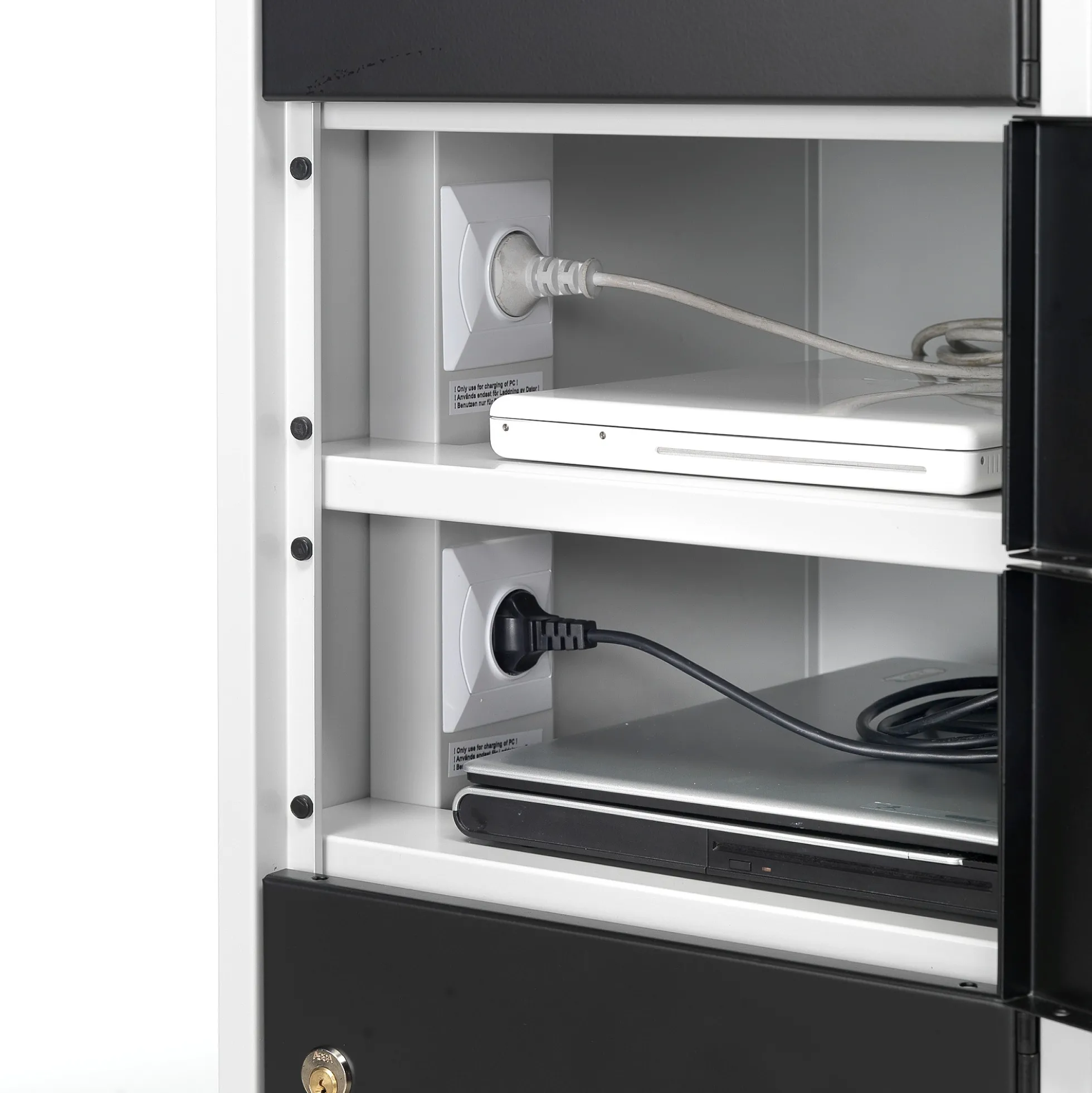 Latauskaappi RECOVER 10 lokeroa, 1800x400x500 mm, harmaa, mustat ovet