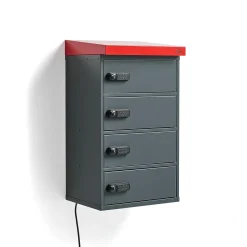 Latauskaappi sähköpyörän akuille VOLT 4 lokeroa, seinämalli, 913x514x455 mm, tummanharmaa