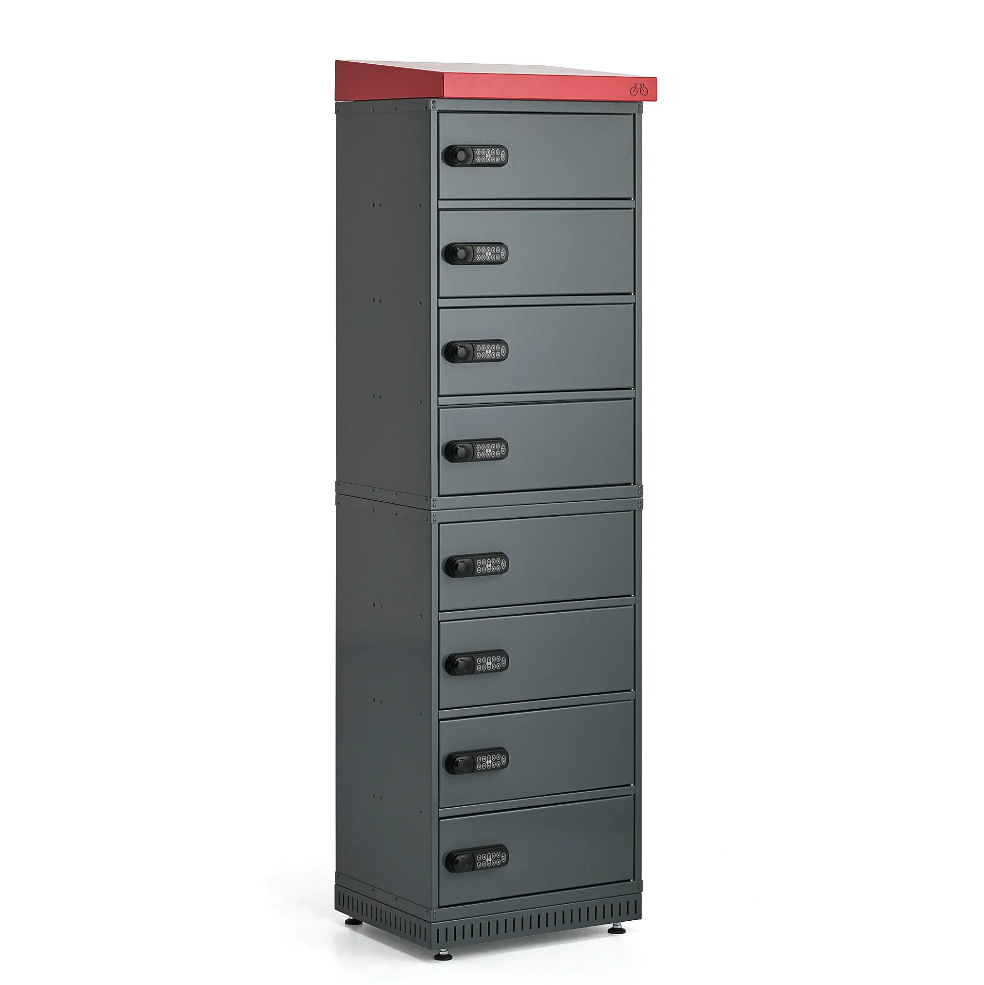 Latauskaappi sähköpyörän akuille VOLT 8 lokeroa, 1835x514x455 mm, tummanharmaa