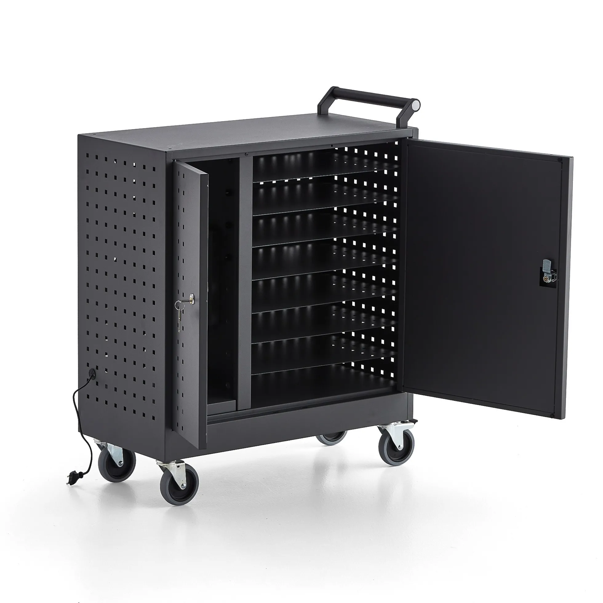 Latausvaunu lukulaitteille RECHARGE 835x760x350 mm, tummanharmaa