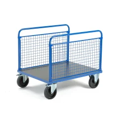 Lavavaunu TRANSFER 2 pitkää verkkolaitaa, 1000x700 mm, 1000 kg, elastiset kumipyörät, jarrulliset