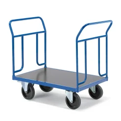 Lavavaunu TRANSFER 2 teräspäätyä, 1000x700 mm, 1000 kg, elastiset kumipyörät, jarrulliset